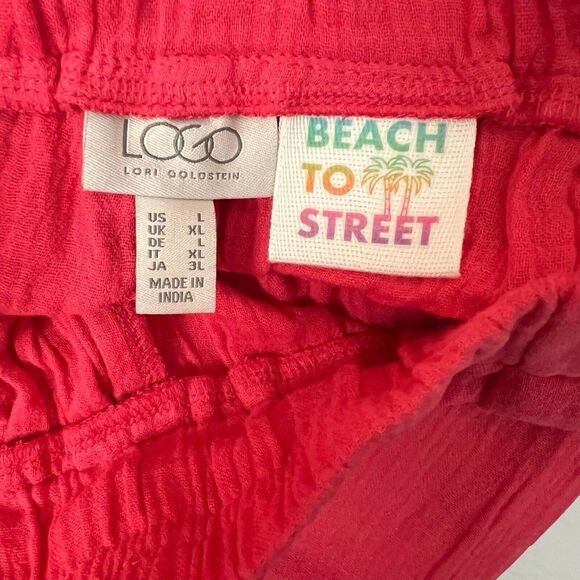 LOGO by Lori Goldstein Women Pants sz L Gauze Beach to Street Pink Large A601797 - Picture 2 of 4